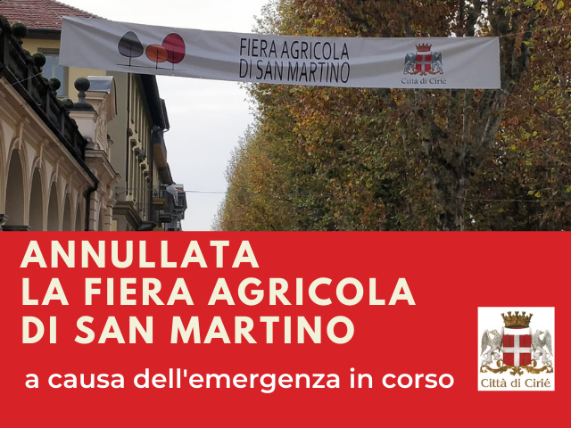 Annullata la Fiera Agricola di San Martino, in programma per l'8 novembre 2020