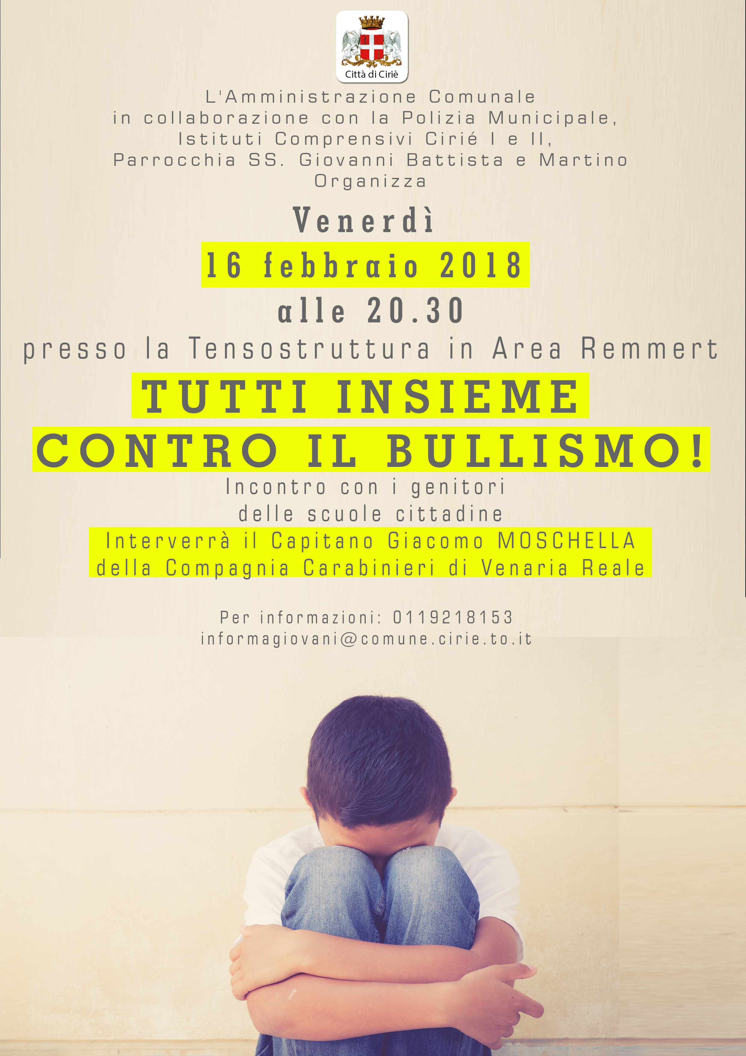 Venerdì 16 febbraio 2018, “Tutti insieme contro il bullismo”