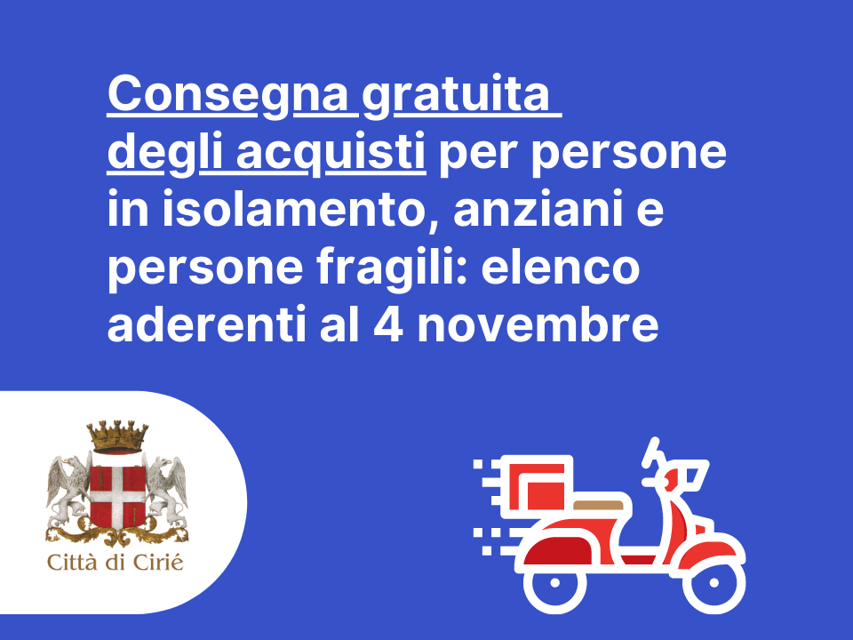 Consegna gratuita degli acquisti per persone in isolamento, anziani e categorie fragili: elenco aggiornato al 4 novembre 