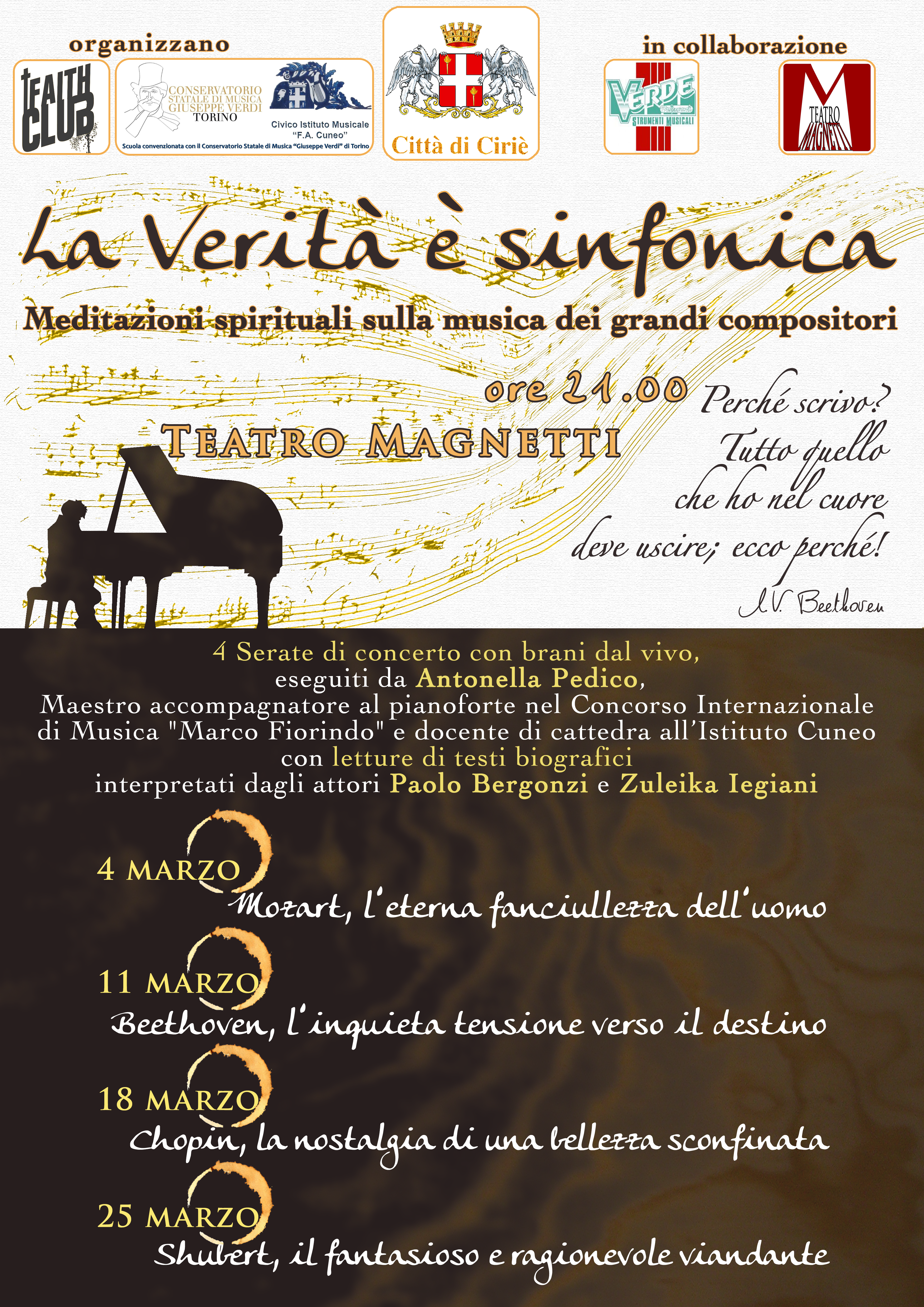 Da domenica 4 marzo "La Verità è sinfonica" al Teatro Magnetti.