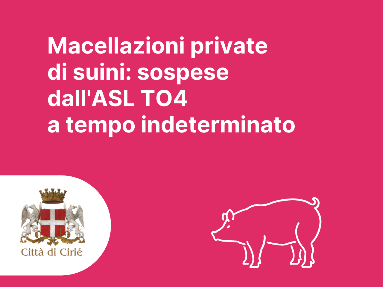 Macellazioni private di suini: sospese a tempo indeterminato