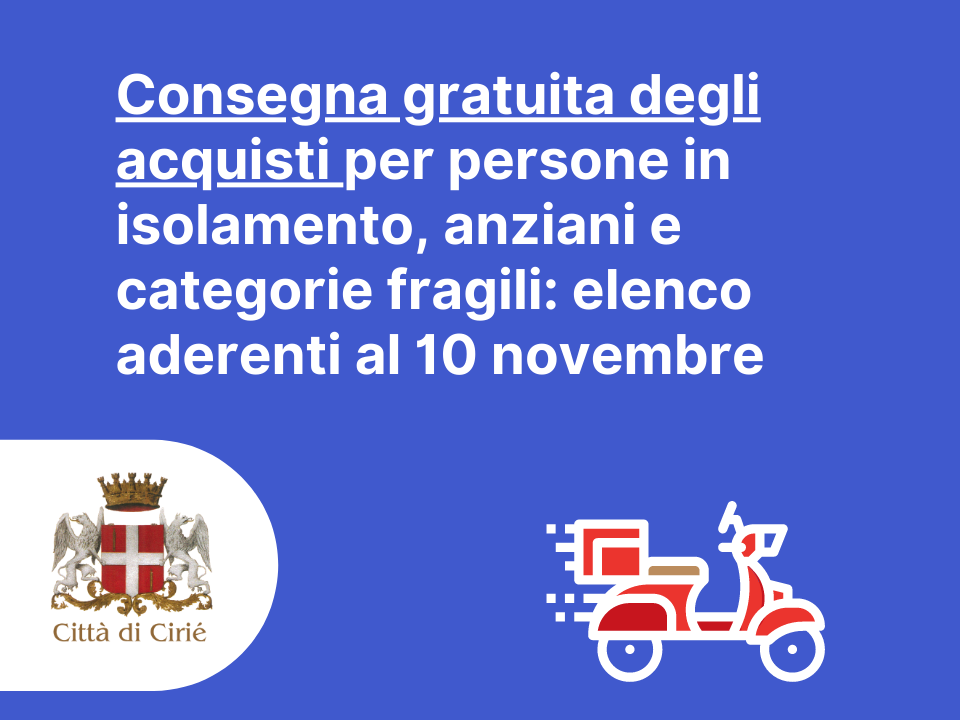 Consegna gratuita degli acquisti per persone in isolamento, anziani e categorie fragili: elenco aggiornato al 10 novembre 