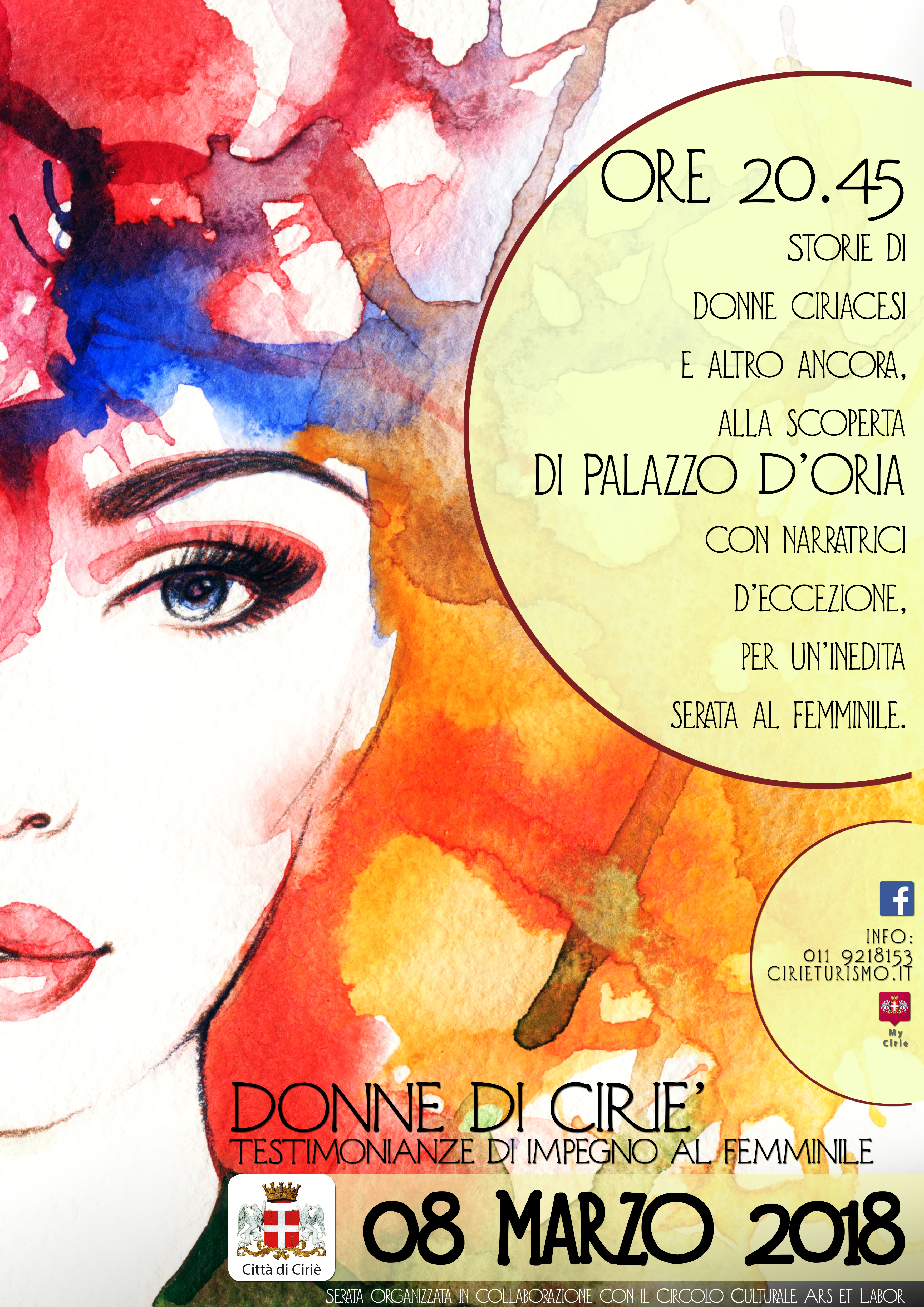8 MARZO 2018 Ciriè festeggia la donna con una serata speciale, a Palazzo D’Oria