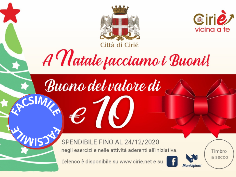 Natale a Cirié 2020: shopping ancora più piacevole  con i “Buoni di Natale” e i voucher sosta