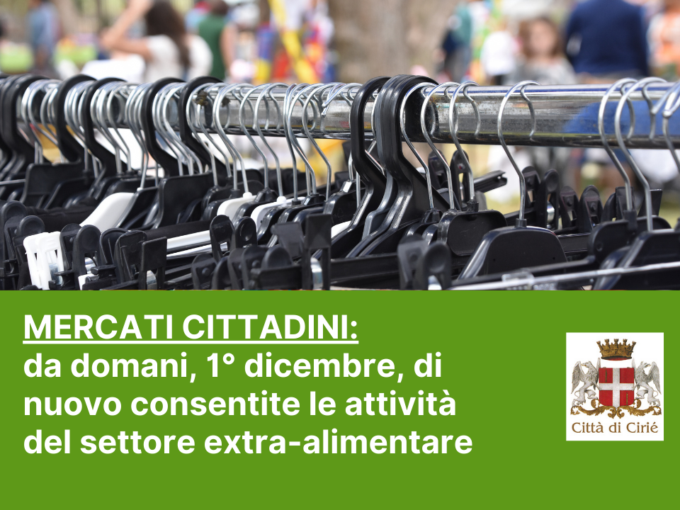  Mercati cittadini: avviso agli operatori del commercio su area pubblica