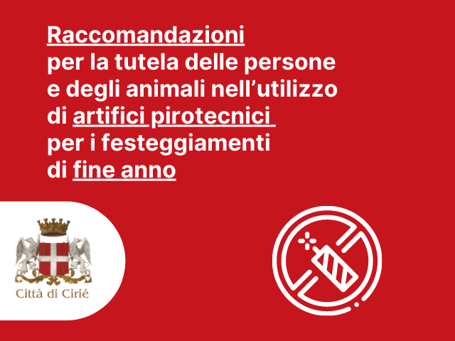 Raccomandazioni per la tutela delle persone e degli animali nell’utilizzo di  artifici pirotecnici  per i festeggiamenti  di fine anno