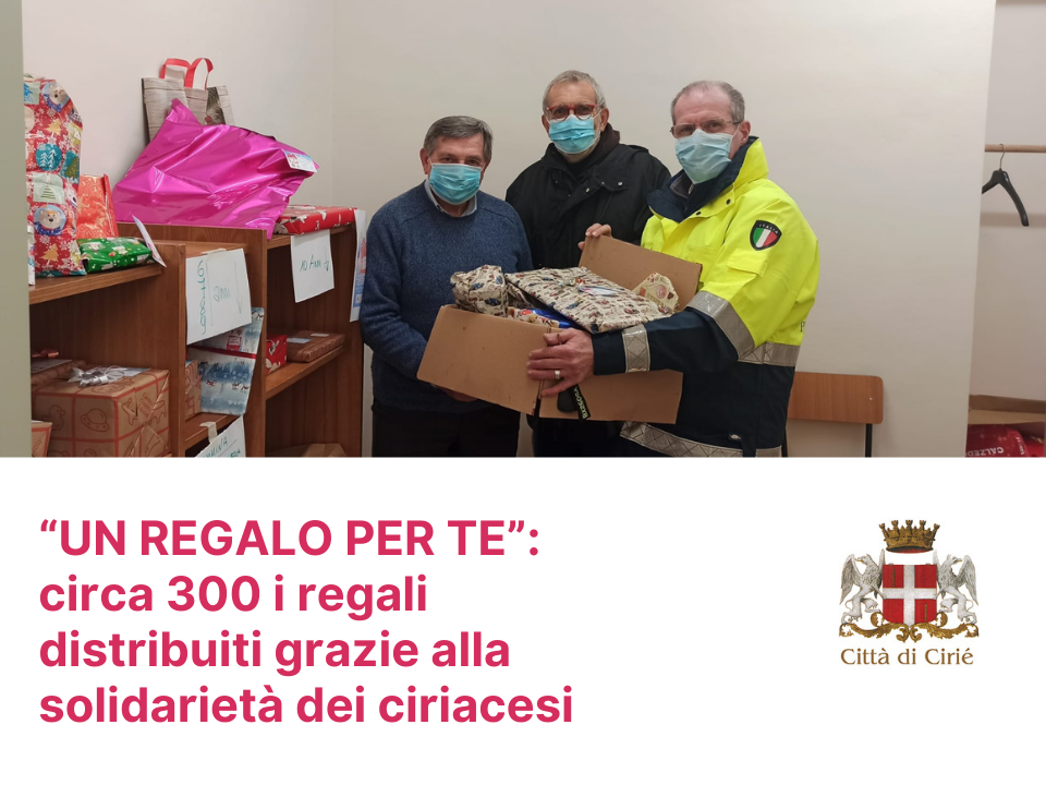 “Un regalo per te”: circa 300 i regali distribuiti grazie alla solidarietà dei ciriacesi