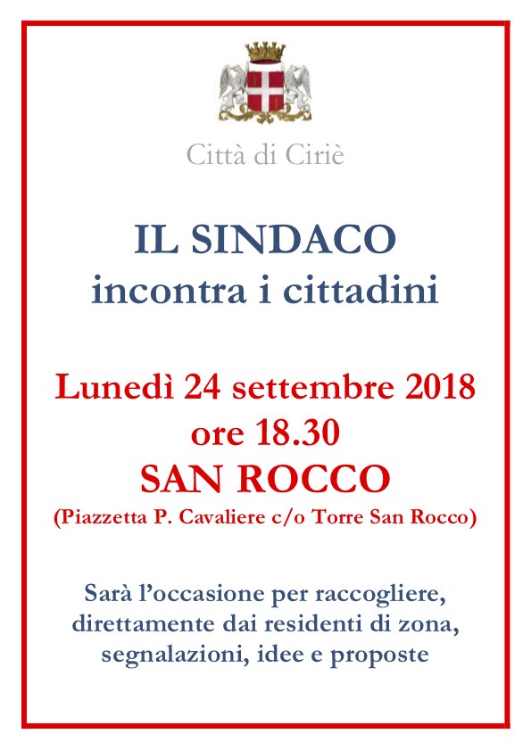 Lunedì 24 e martedì 25 settembre: proseguono gli incontri del Sindaco con i Cittadini