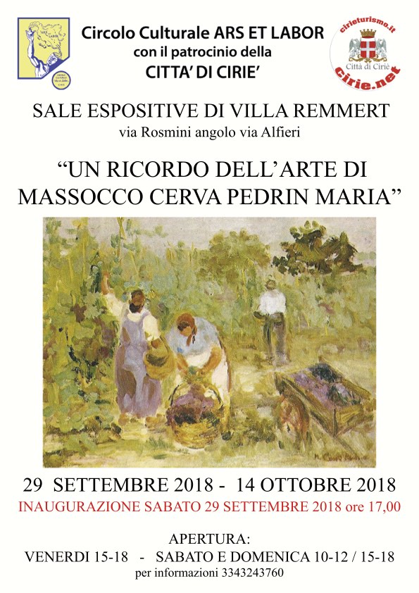 "Un ricordo dell'arte di Massocco Cerva Pedrin Maria": a Villa Remmert dal 29 settembre 