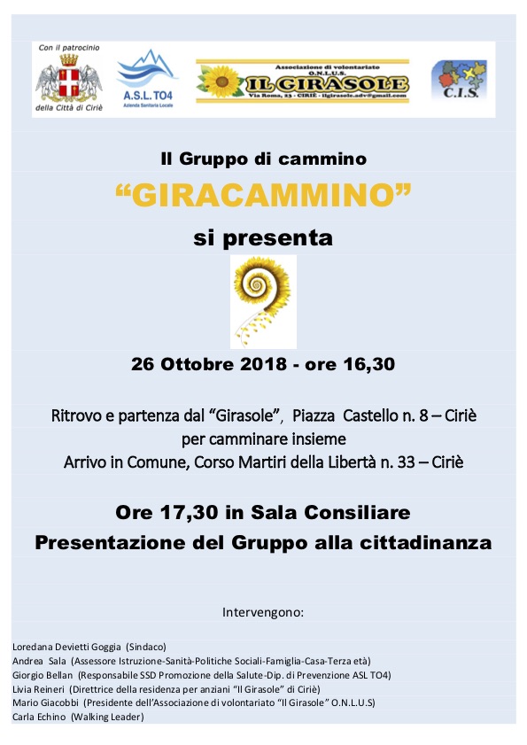 GIRAcammino: domani in Sala Consiliare la presentazione alla cittadinanza 