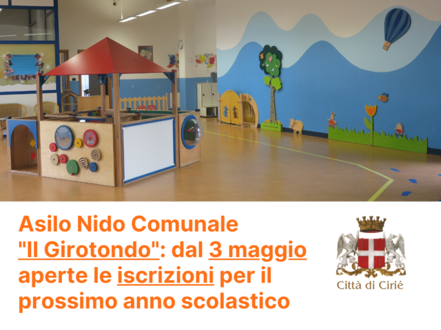 Asilo Nido Comunale "Il Girotondo": dal 3 maggio aperte le iscrizioni per il prossimo anno scolastico 