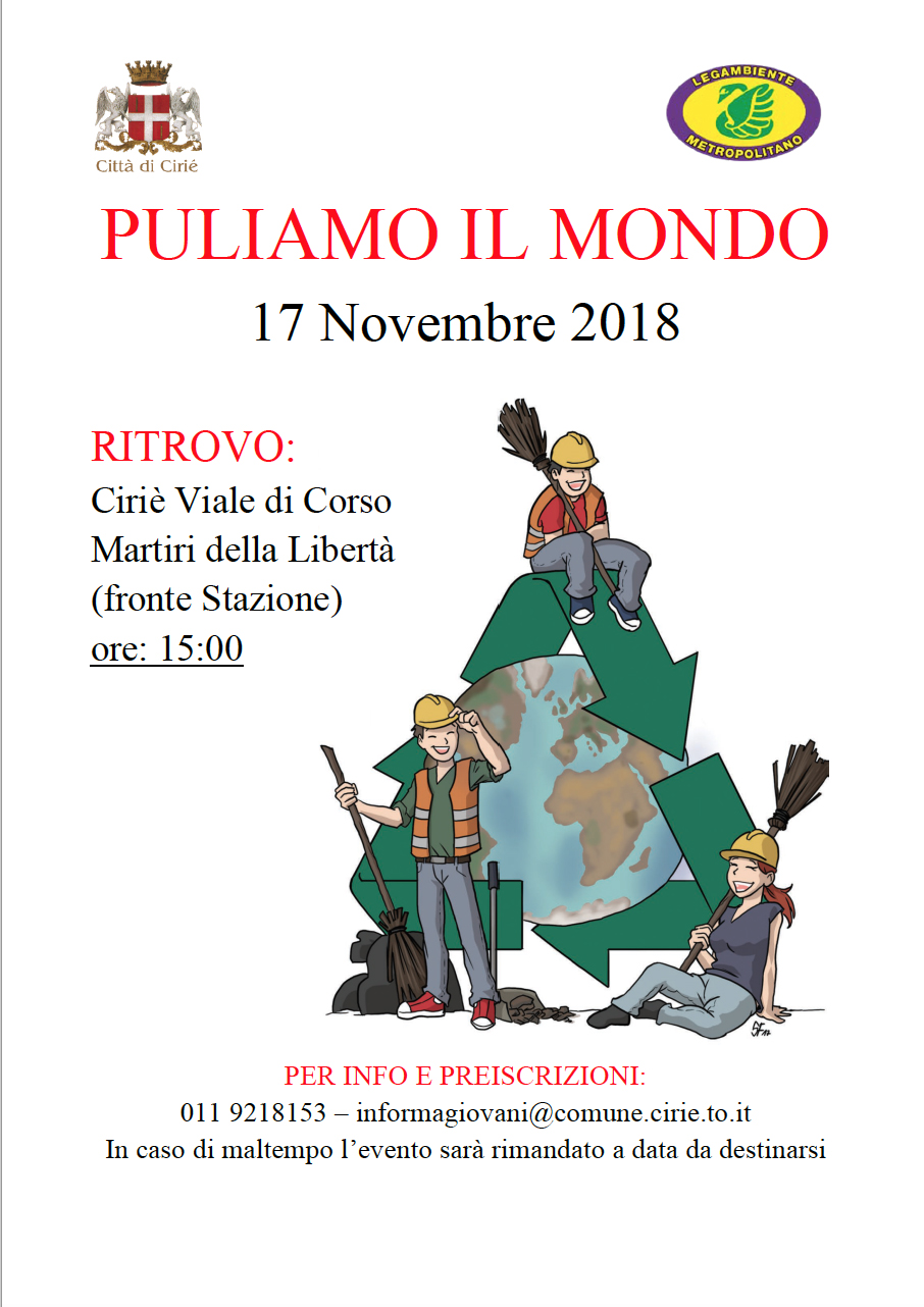 "Puliamo il mondo": sabato 17 novembre a Cirié