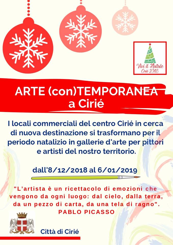 Arte (con)Temporanea: nel centro storico di Cirié fino al 6 gennaio 2019