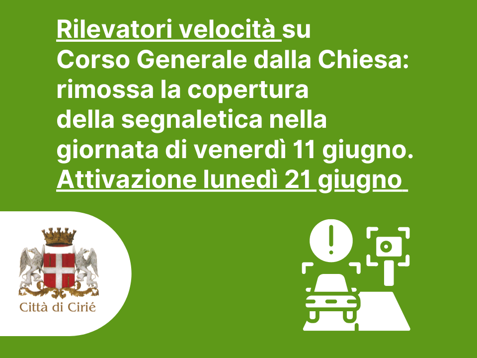 Rilevatori velocità su Corso Generale Dalla Chiesa: rimossa la copertura della segnaletica nella giornata di venerdì 11 giugno