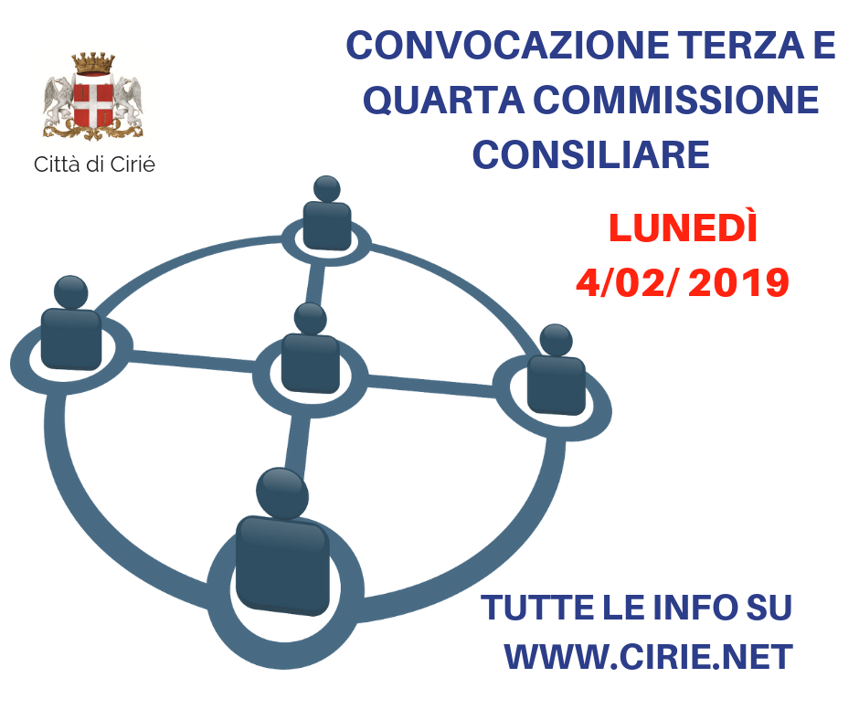 Lunedì 4/02 convocazione III e IV Commissione Consiliare