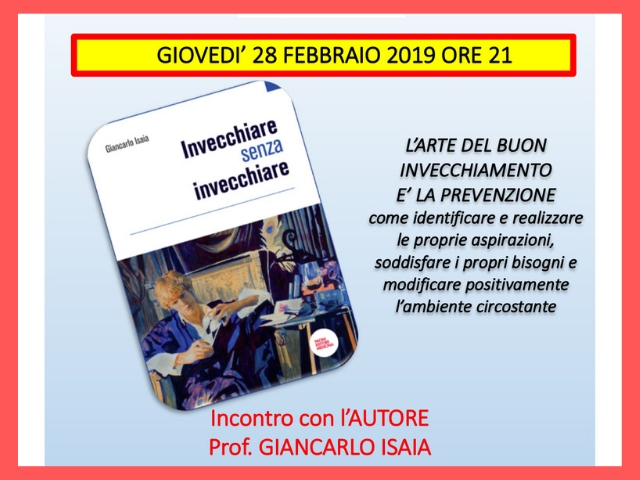 "Invecchiare senza invecchiare": giovedì 28/02 in Sala Consiliare a Palazzo D'Oria