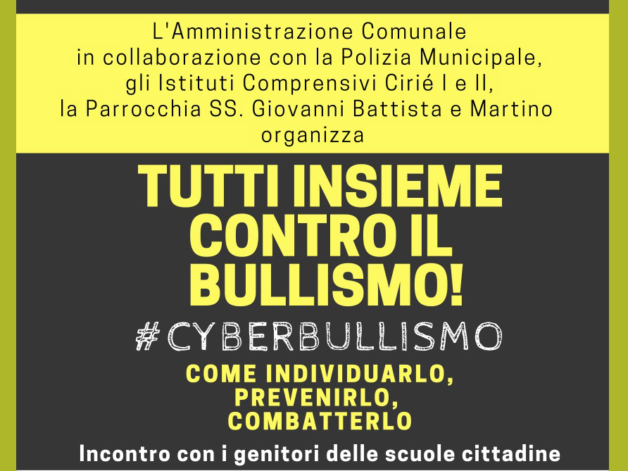 "Tutti insieme contro il bullismo - Cyberbullismo": mercoledì 27 marzo in Area Remmert