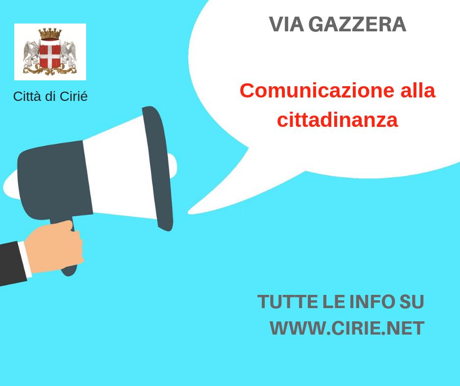 Via Gazzera: comunicazione alla cittadinanza