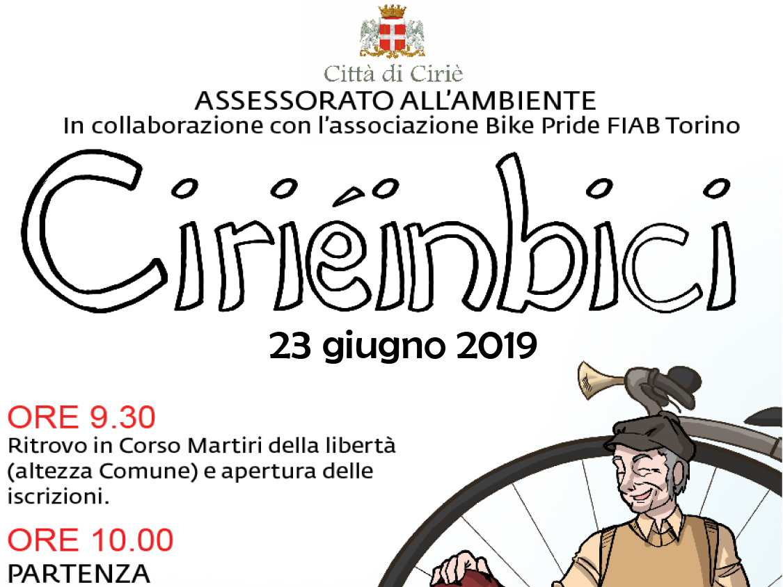 Domenica 23 giugno: tutti in sella per “Cirié in bici” 2019