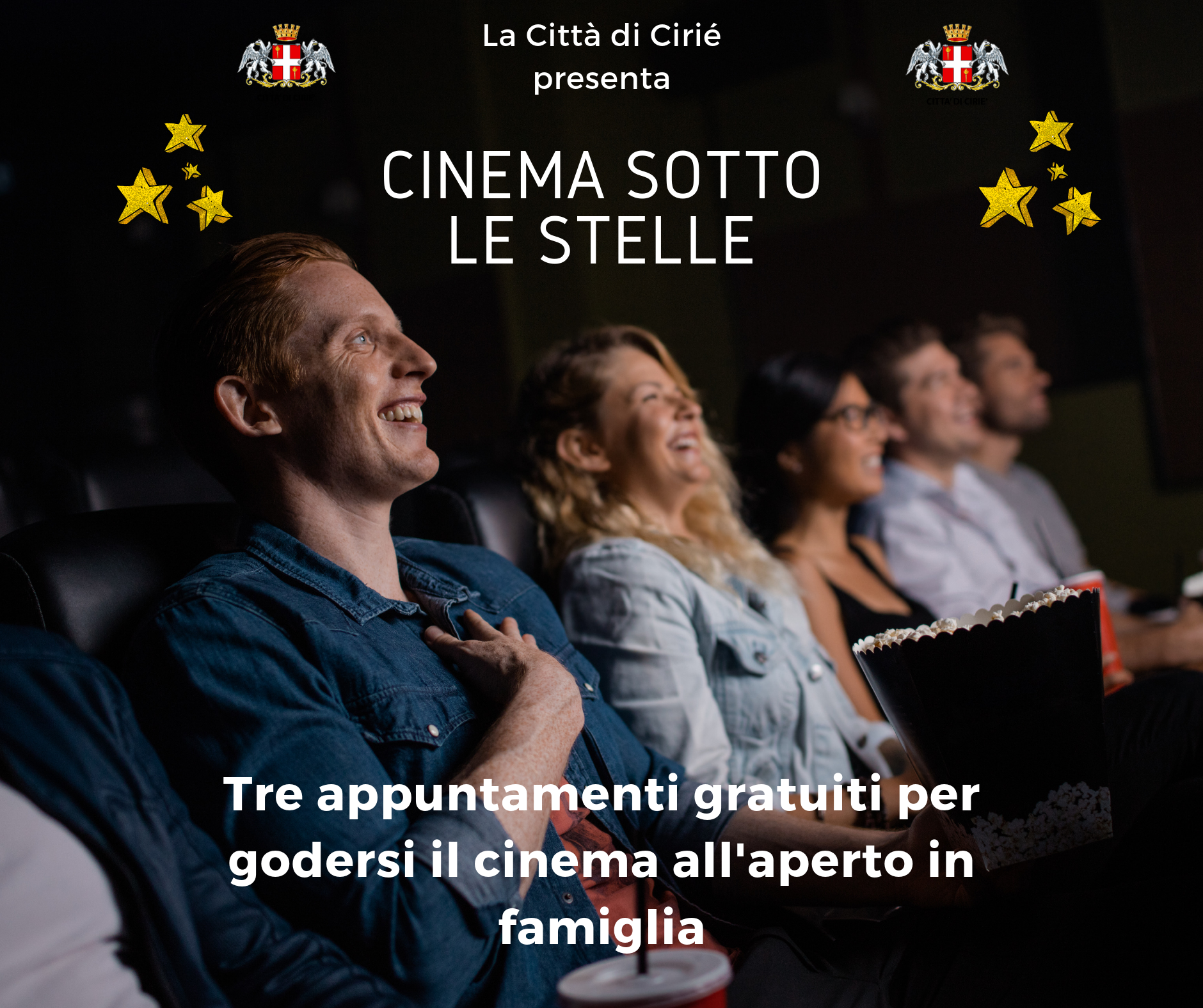 “Cinema sotto le stelle”: tre appuntamenti con il cinema all'aperto a Ciriè